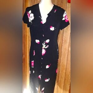 Womans Size Medium Black Floral Dress